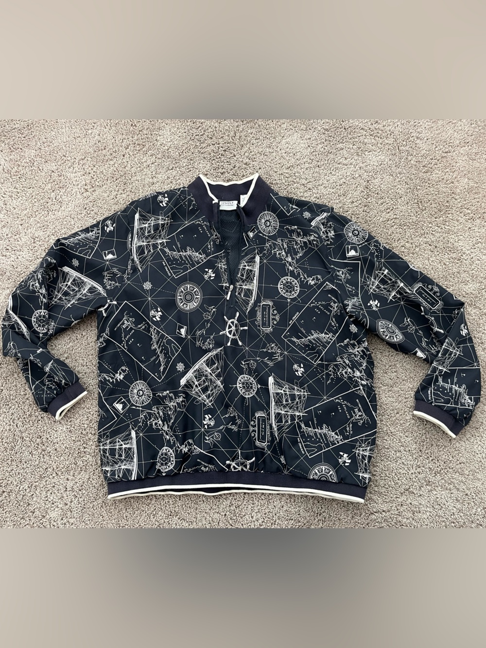 Liz Claiborne Vintage Lizgolf nautical navy blue windbreaker size XL